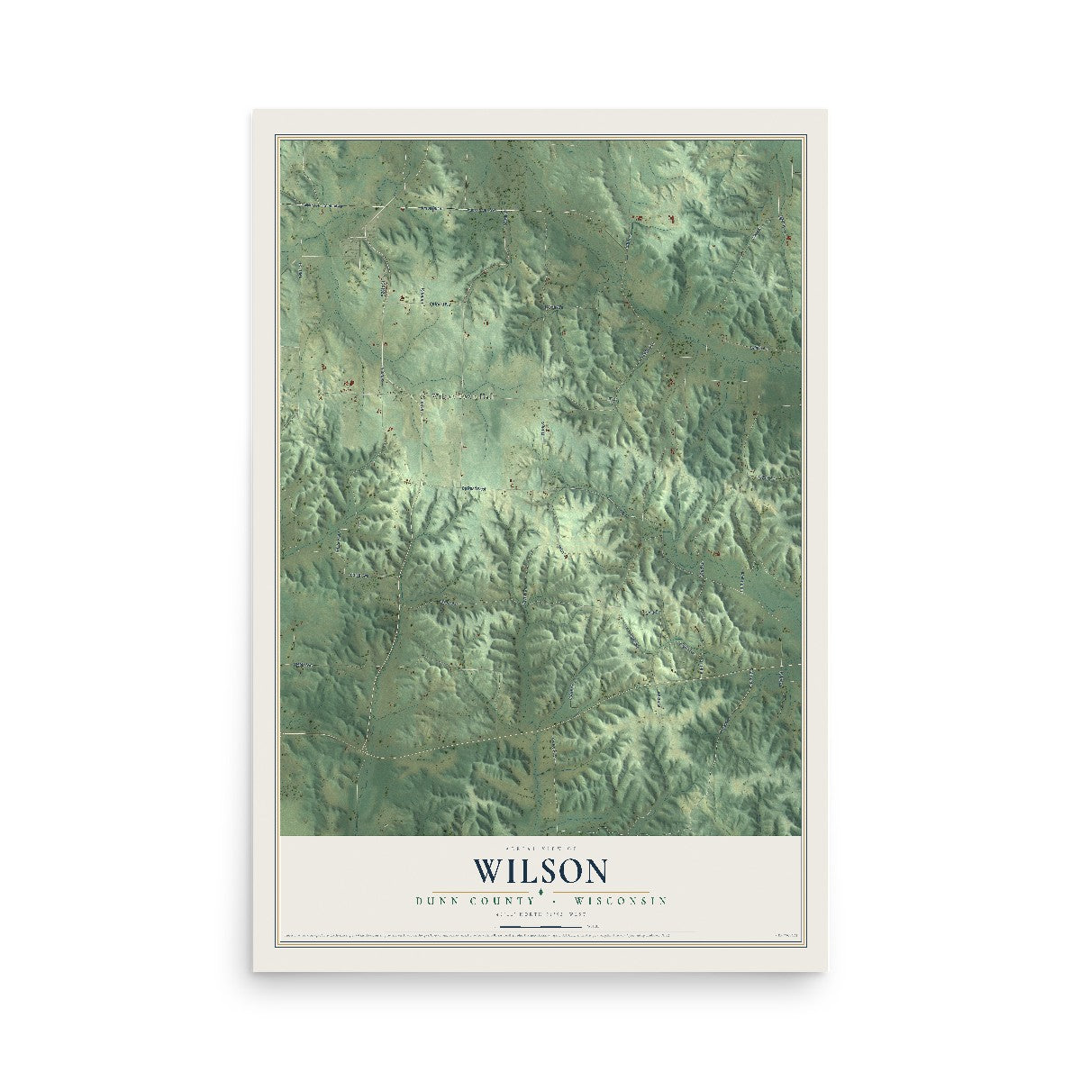 Map of Wilson, Dunn County, Wisconsin, 12 x 18 inch unframed archival matte print