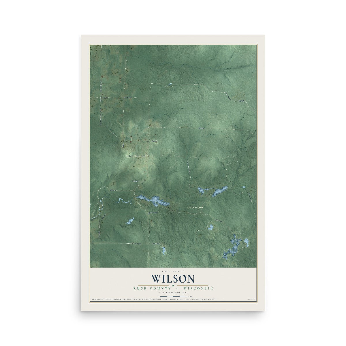 Map of Wilson, Rusk County, Wisconsin, 12 x 18 inch unframed archival matte print