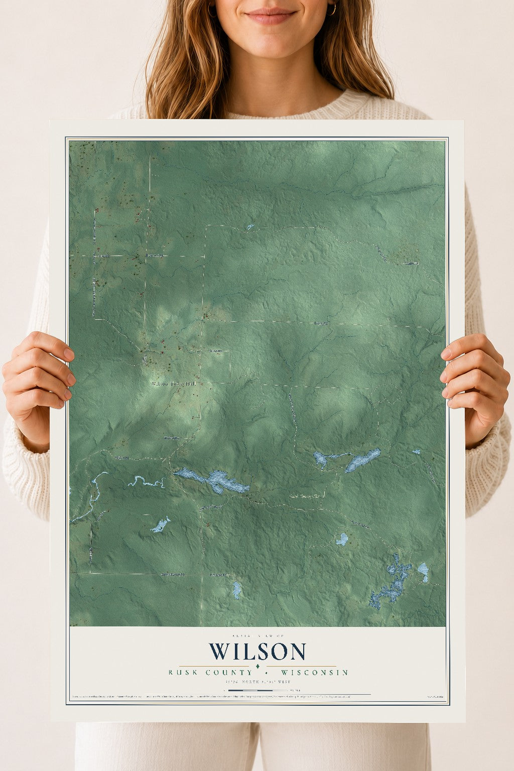 Map of Wilson, Rusk County, Wisconsin, 18 x 24 inch unframed archival matte print