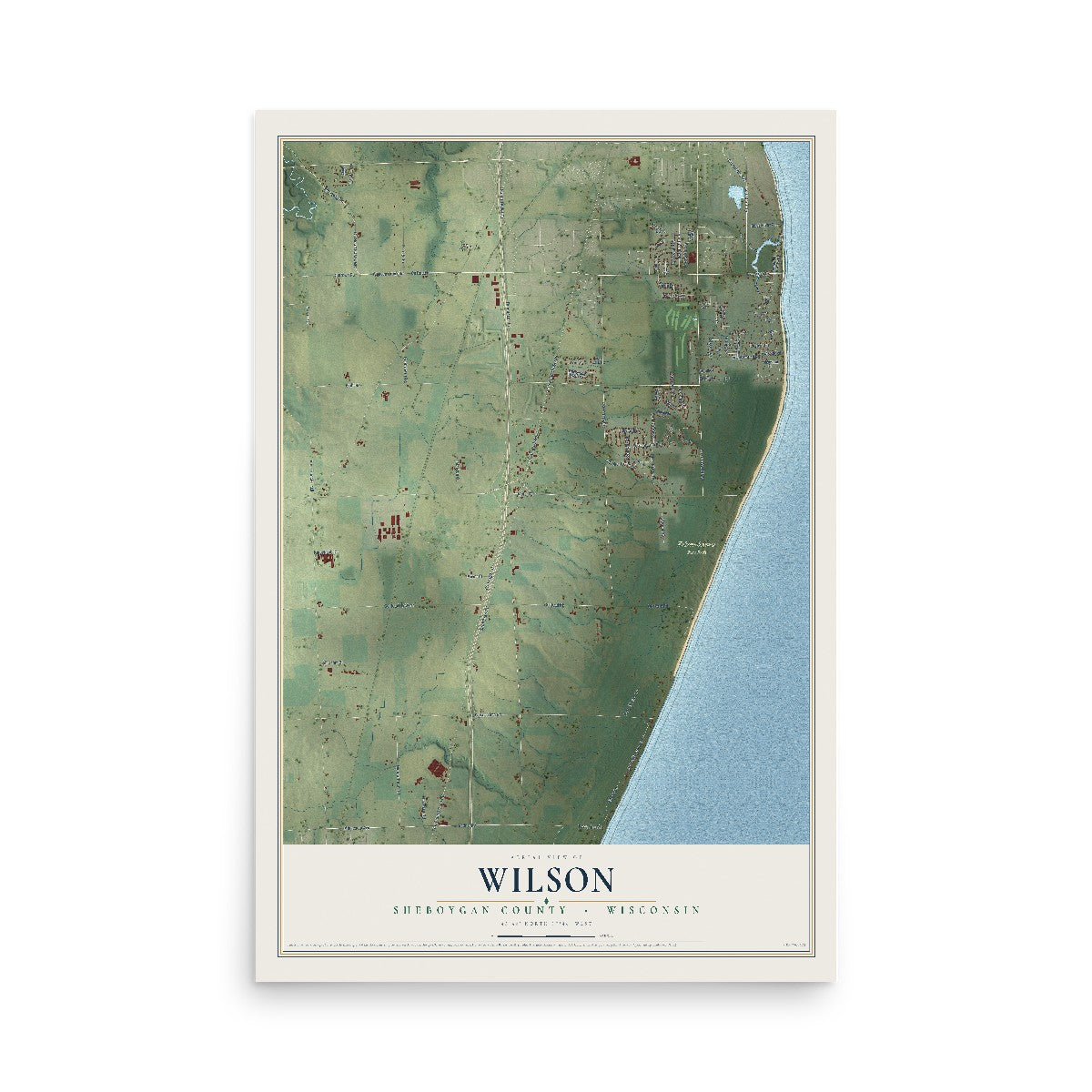 Map of Wilson, Sheboygan County, Wisconsin, 12 x 18 inch unframed archival matte print