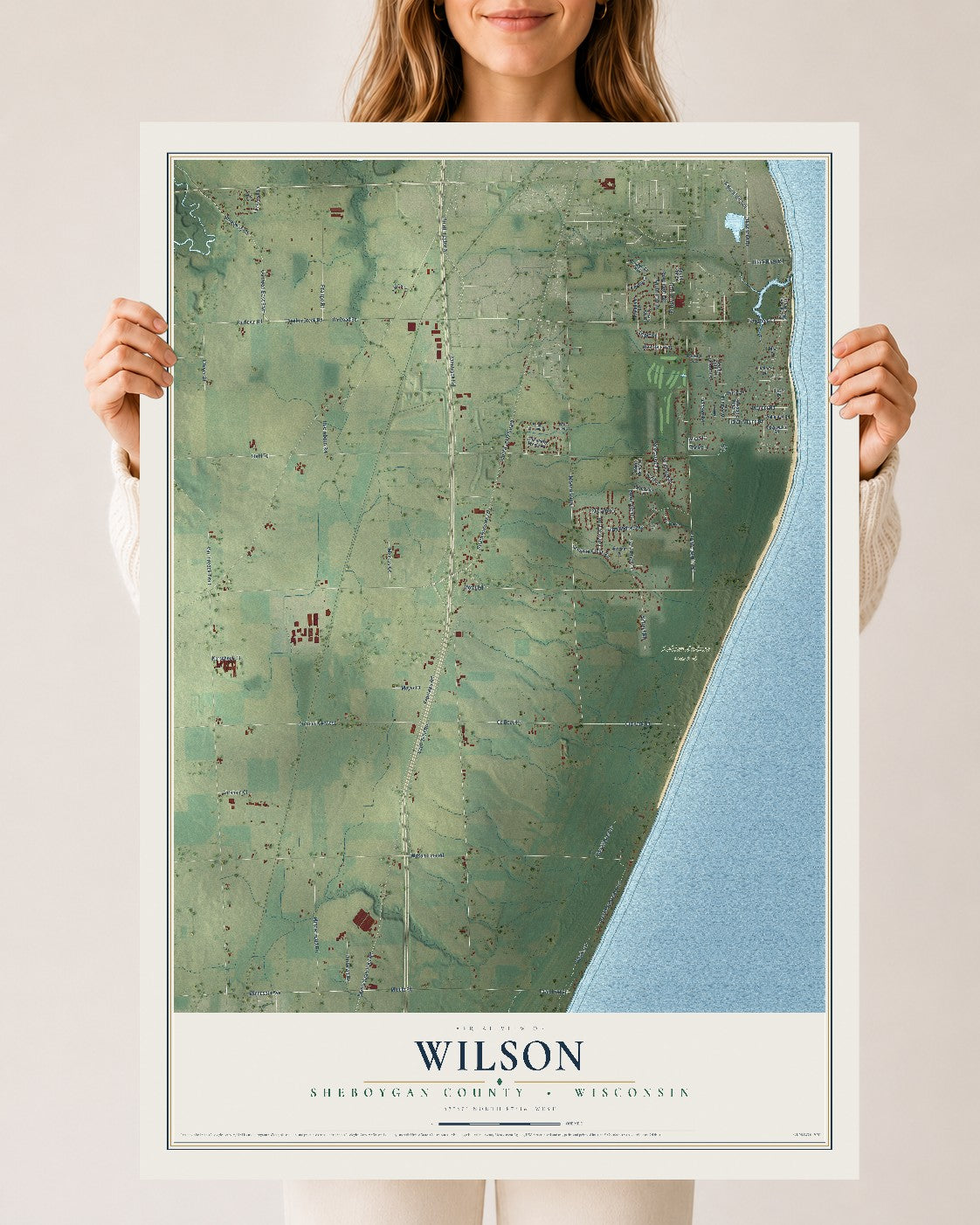 Map of Wilson, Sheboygan County, Wisconsin, 24 x 36 inch unframed archival matte print