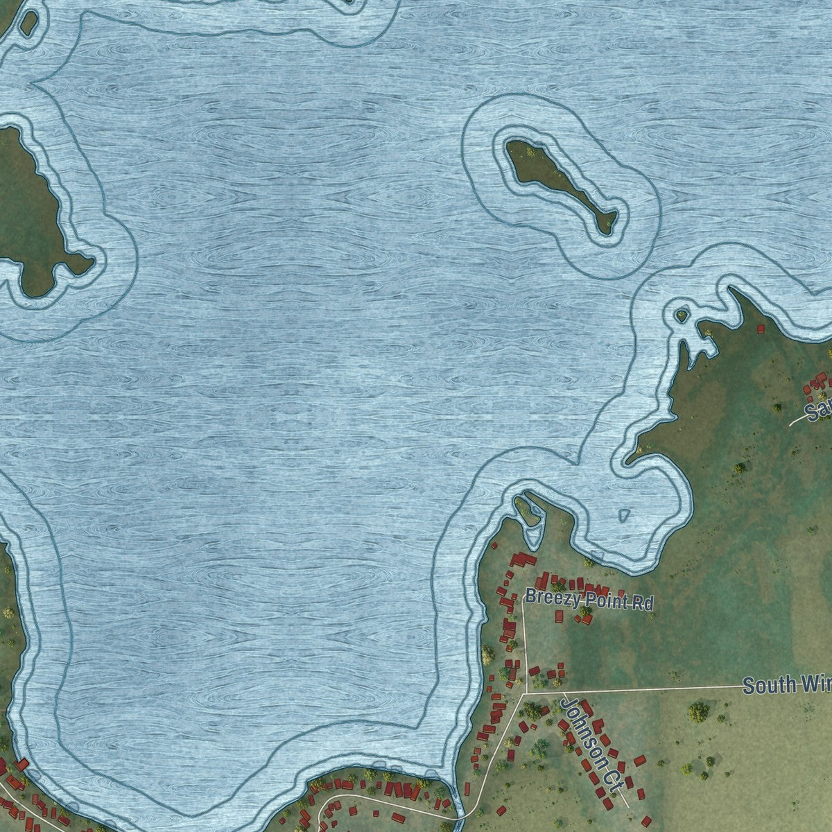 Second close-up of the map of Wind Lake, Wisconsin print showing more streets and buildings