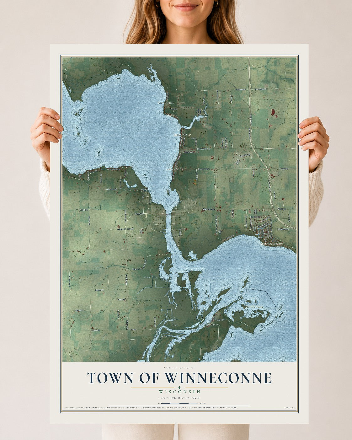 Map of the Town of Winneconne, Wisconsin, 24 x 36 inch unframed archival matte print