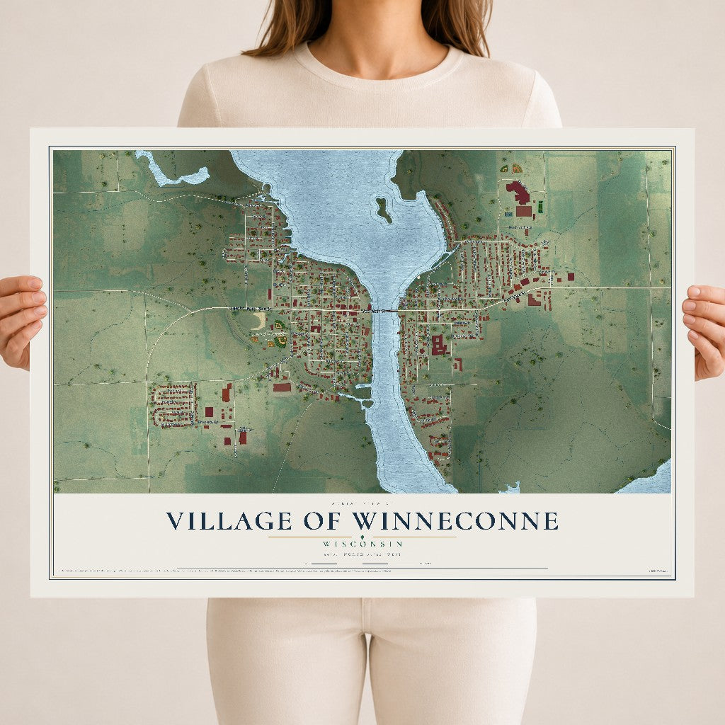 Map of Winneconne, Wisconsin, 18 x 24 inch unframed archival matte print