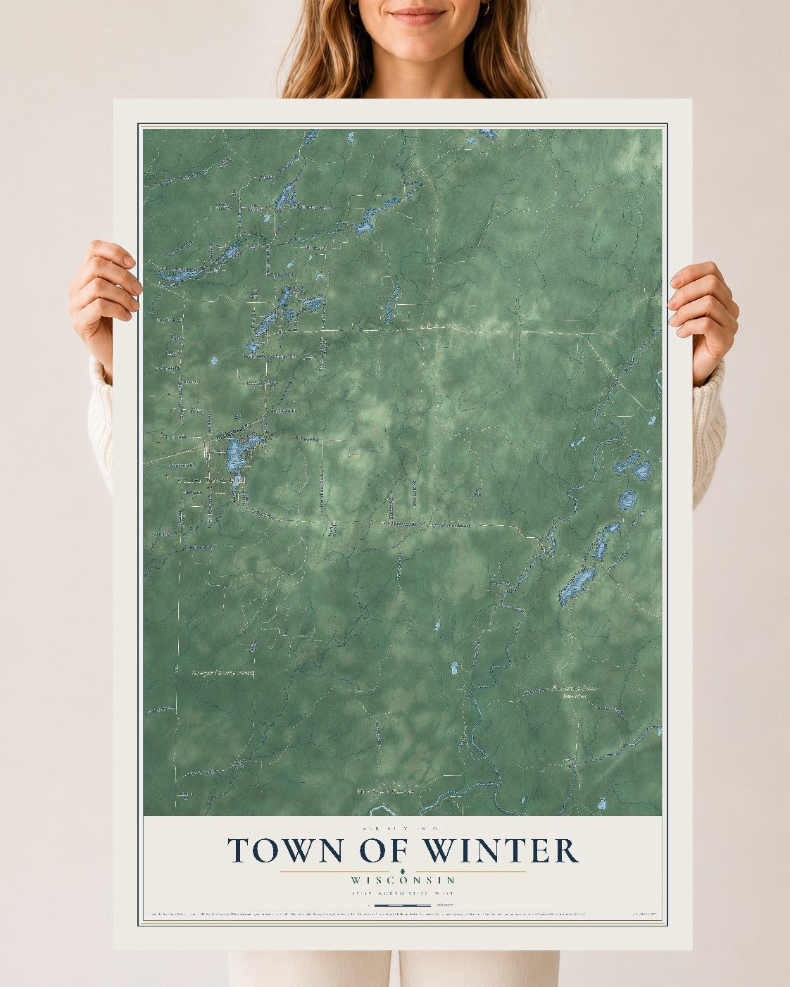 Map of the Town of Winter, Wisconsin, 24 x 36 inch unframed archival matte print