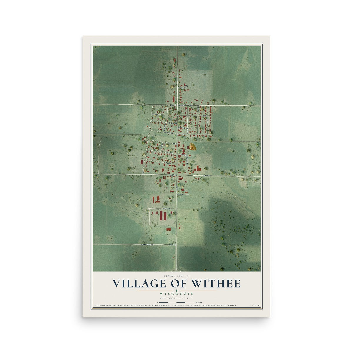 Map of Withee, Wisconsin, 12 x 18 inch unframed archival matte print