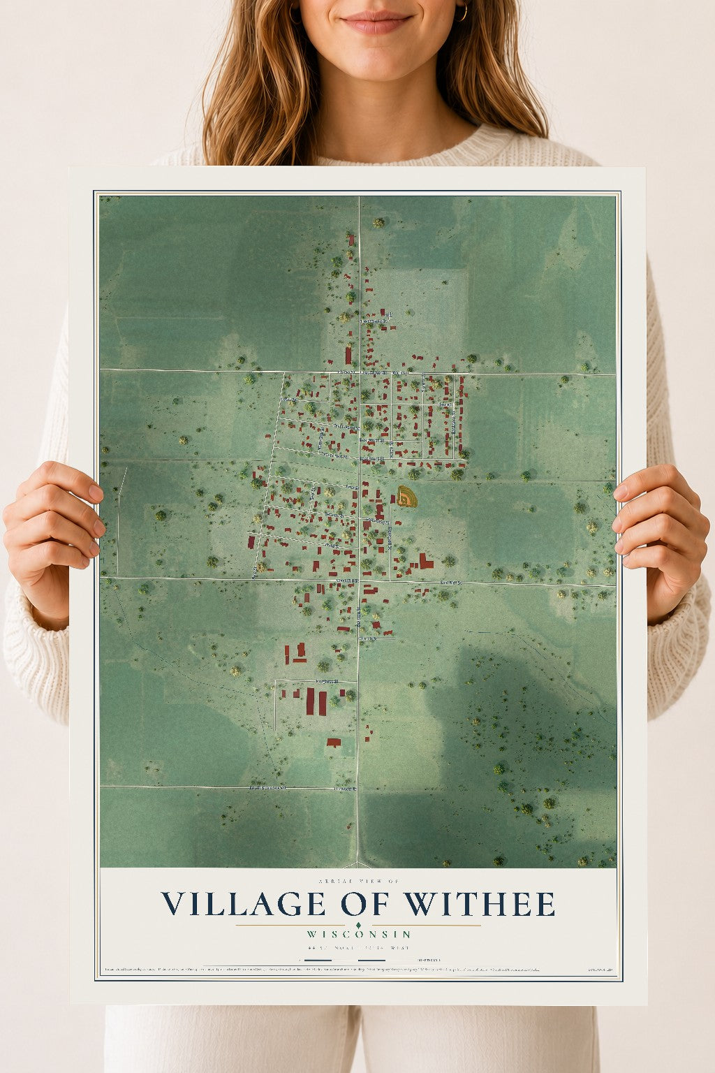 Map of Withee, Wisconsin, 18 x 24 inch unframed archival matte print