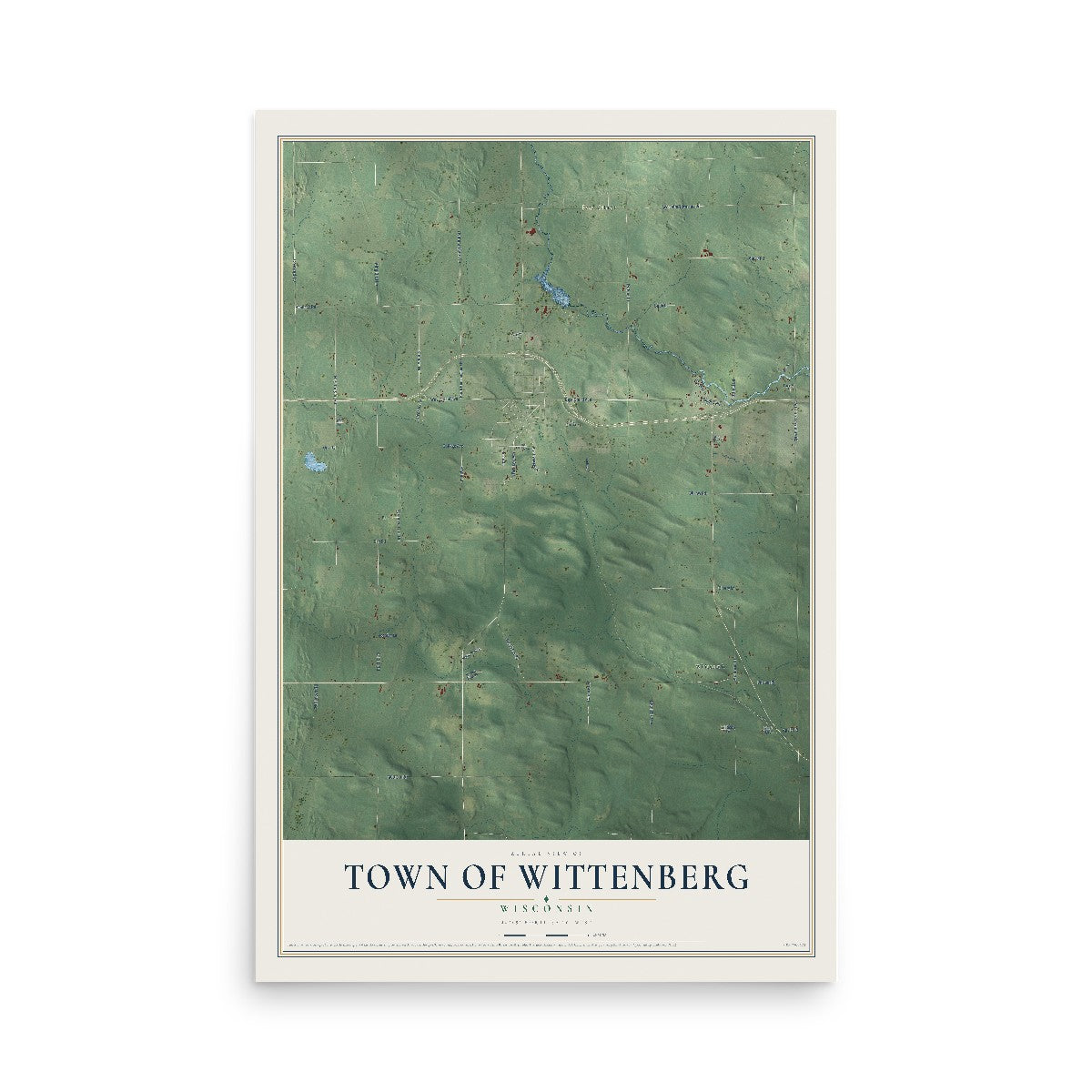 Map of the Town of Wittenberg, Wisconsin, 12 x 18 inch unframed archival matte print