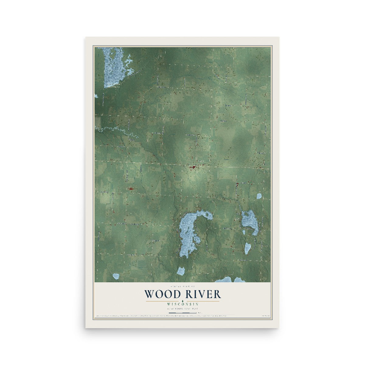 Map of Wood River, Wisconsin, 12 x 18 inch unframed archival matte print