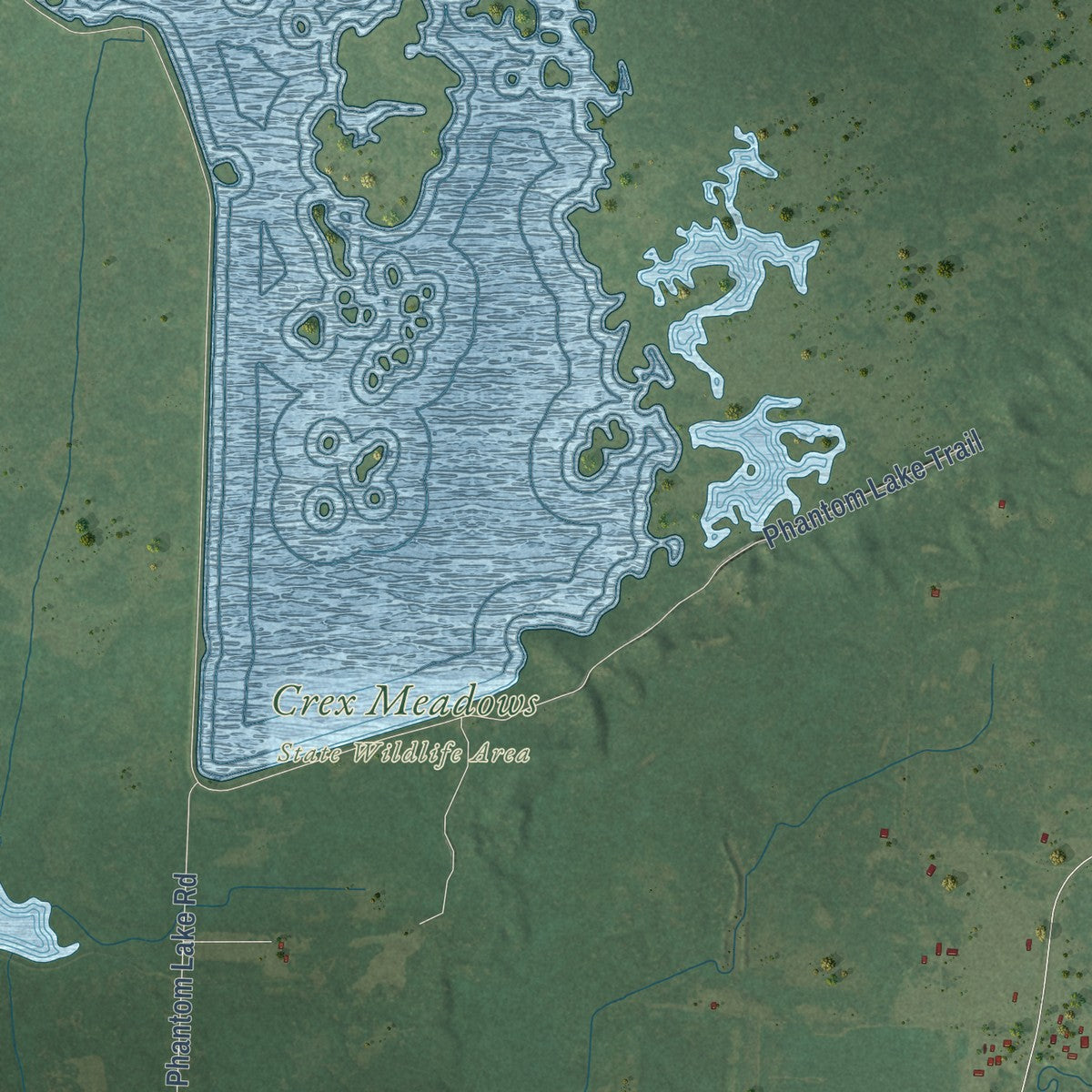 Close-up of the map of Wood River, Wisconsin print showing street and building detail