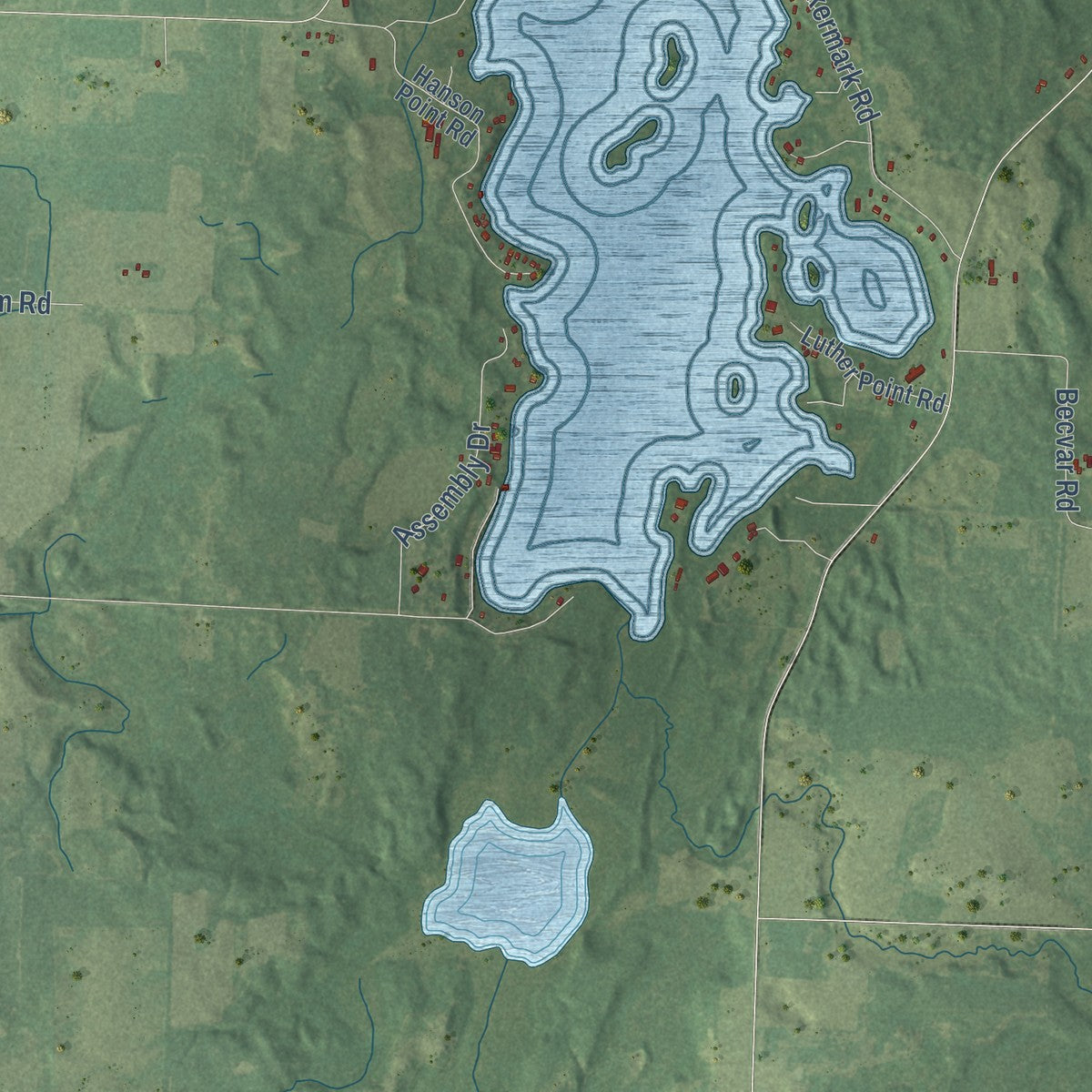 Second close-up of the map of Wood River, Wisconsin print showing more streets and buildings