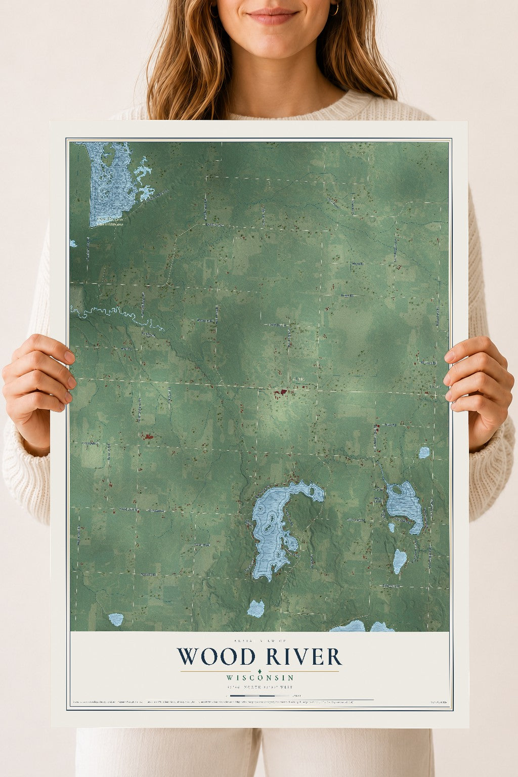 Map of Wood River, Wisconsin, 18 x 24 inch unframed archival matte print