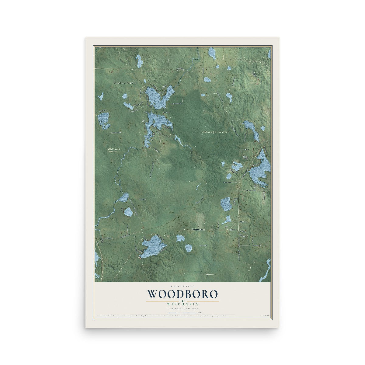 Map of Woodboro, Wisconsin, 12 x 18 inch unframed archival matte print