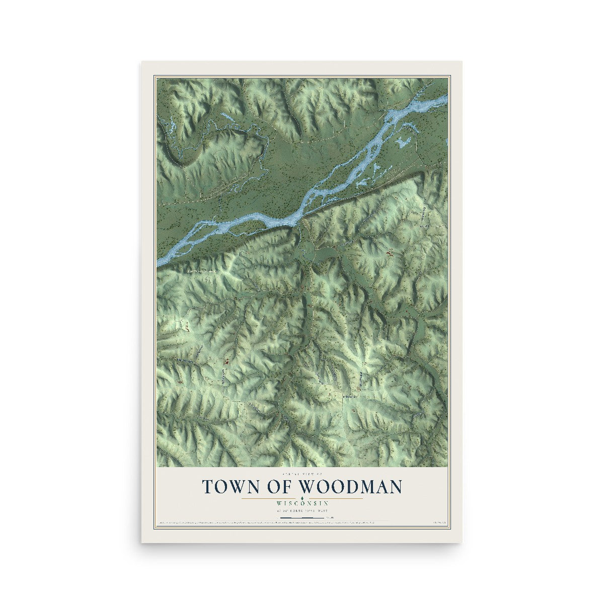 Map of the Town of Woodman, Wisconsin, 12 x 18 inch unframed archival matte print