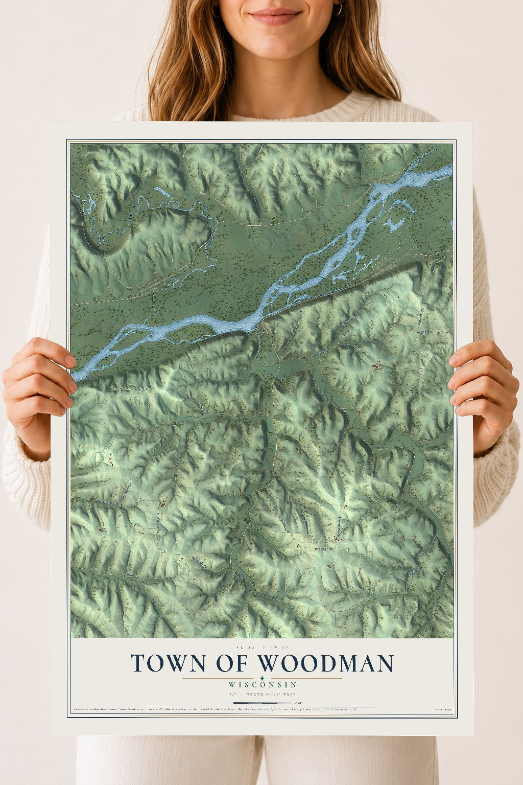 Map of the Town of Woodman, Wisconsin, 18 x 24 inch unframed archival matte print