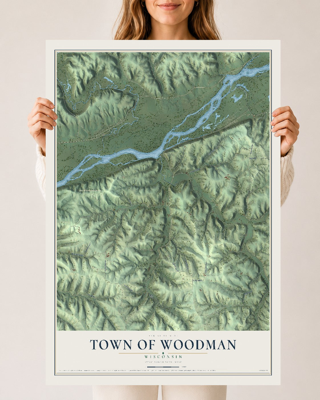 Map of the Town of Woodman, Wisconsin, 24 x 36 inch unframed archival matte print