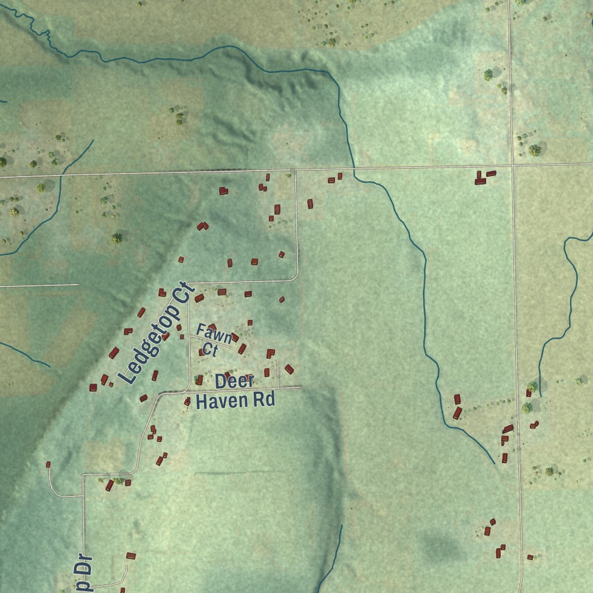 Second close-up of the map of the Town of Wrightstown, Wisconsin print showing more streets and buildings