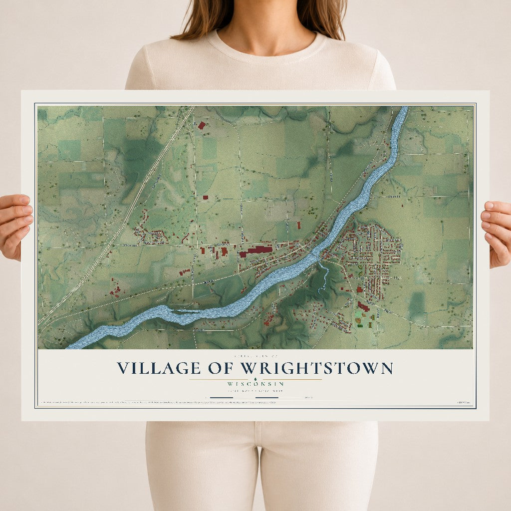 Map of Wrightstown, Wisconsin, 18 x 24 inch unframed archival matte print