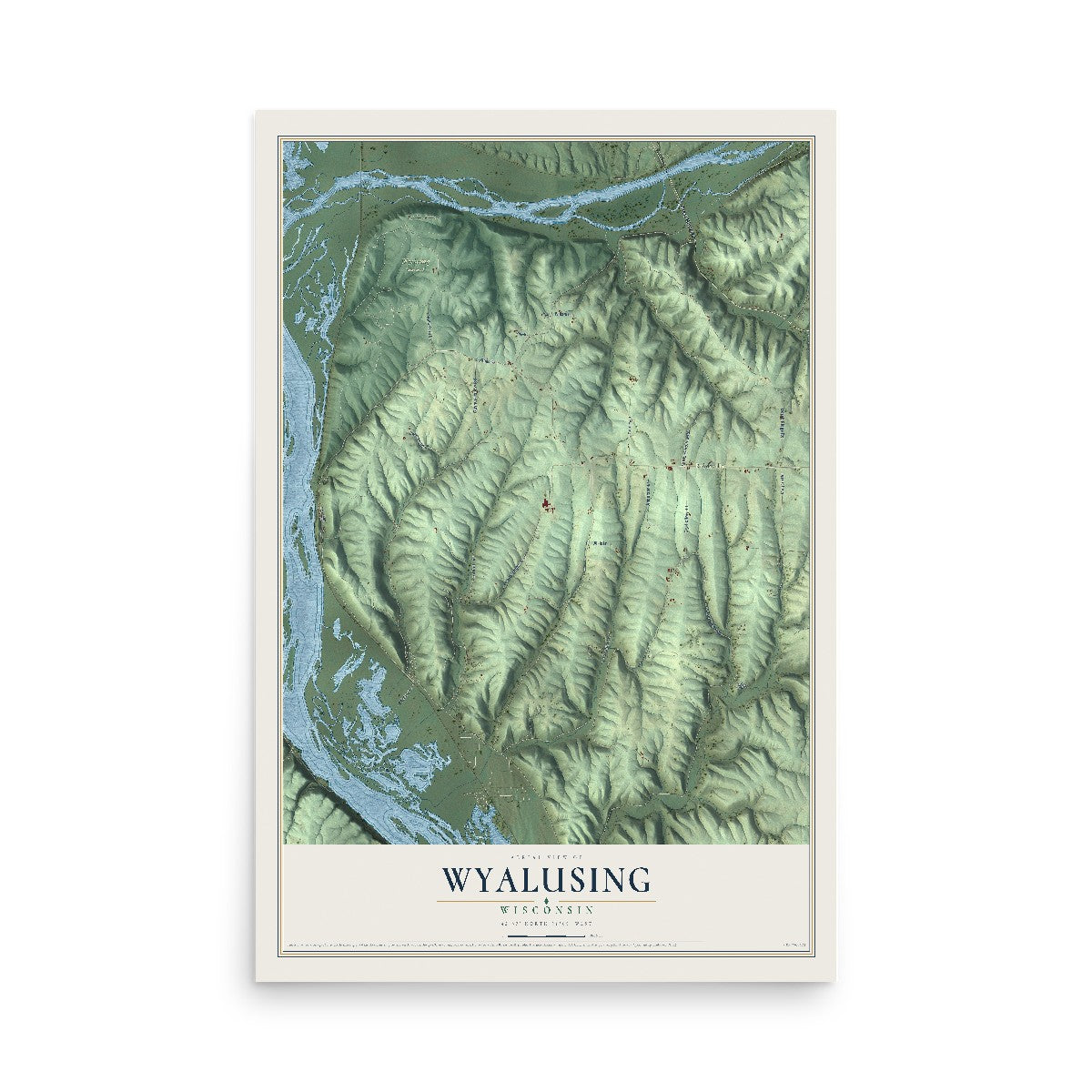 Map of Wyalusing, Wisconsin, 12 x 18 inch unframed archival matte print