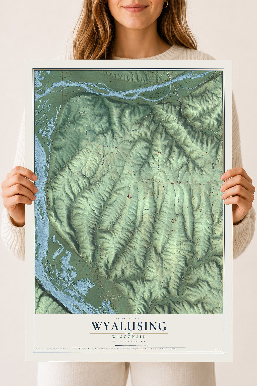 Map of Wyalusing, Wisconsin, 18 x 24 inch unframed archival matte print