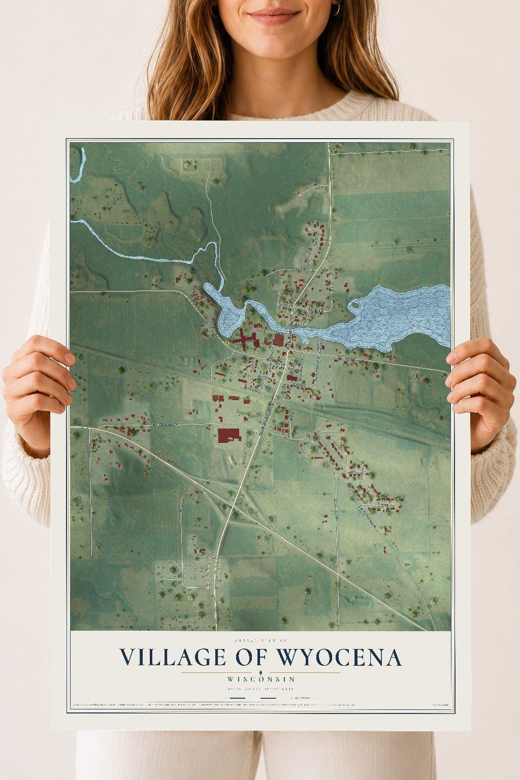 Map of Wyocena, Wisconsin, 18 x 24 inch unframed archival matte print