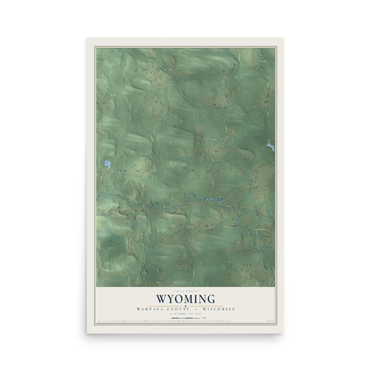 Map of Wyoming, Waupaca County, Wisconsin, 12 x 18 inch unframed archival matte print