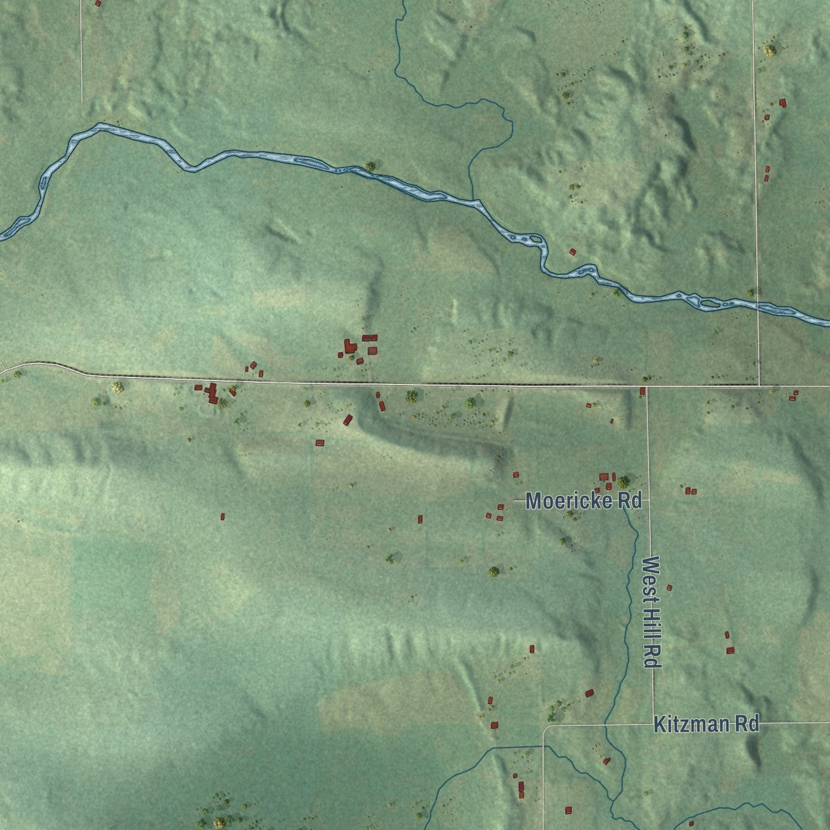 Close-up of the map of Wyoming, Waupaca County, Wisconsin print showing street and building detail