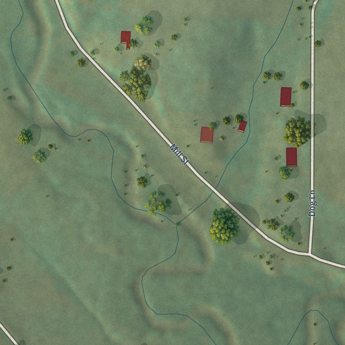 Second close-up of the map of Yuba, Wisconsin print showing more streets and buildings