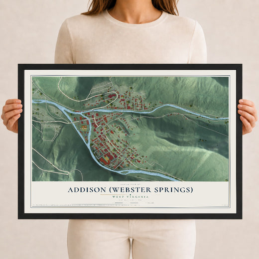 Map of Addison (Webster Springs), West Virginia, 12 x 18 inch print in a black wood frame