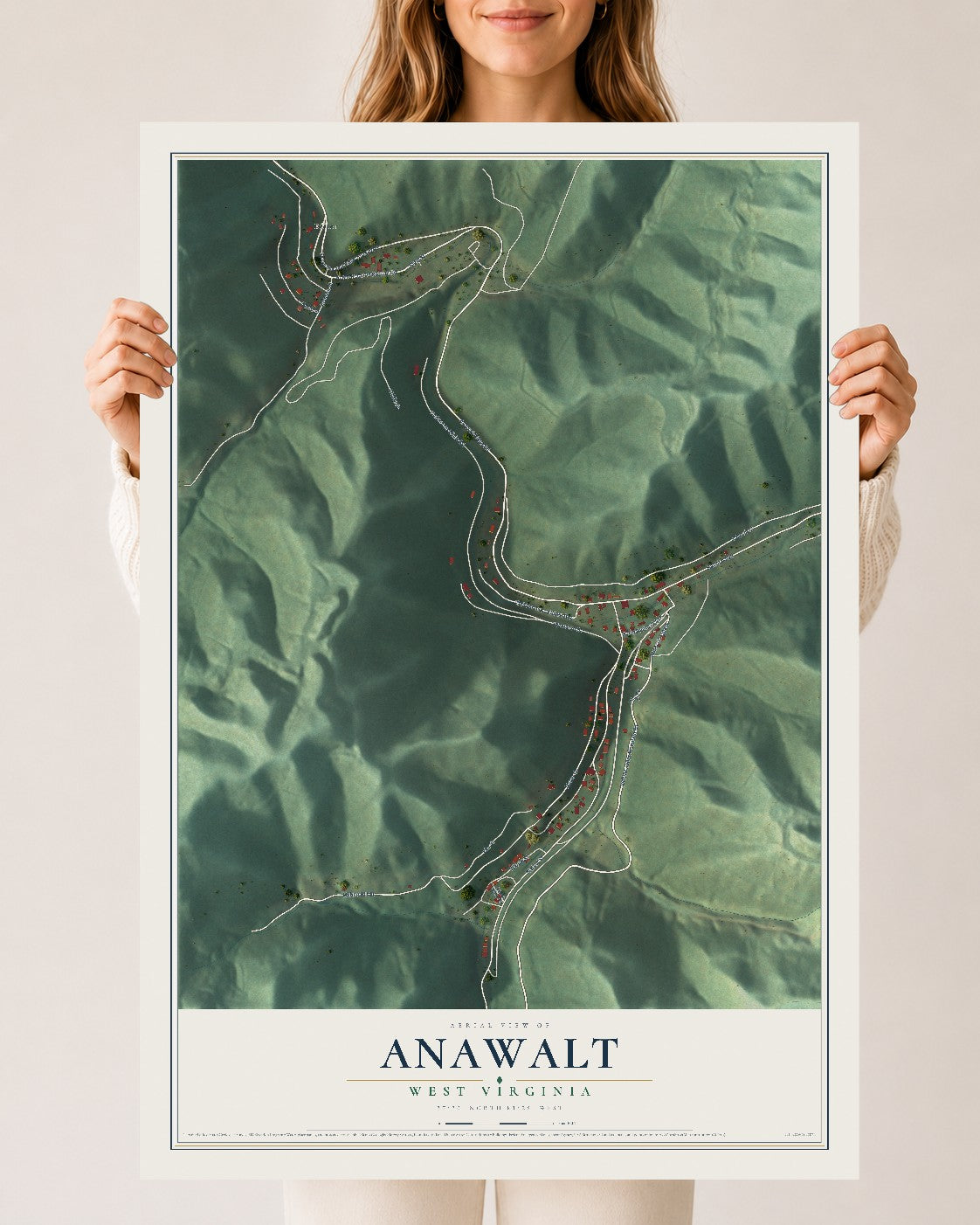 Map of Anawalt, West Virginia, 24 x 36 inch unframed archival matte print