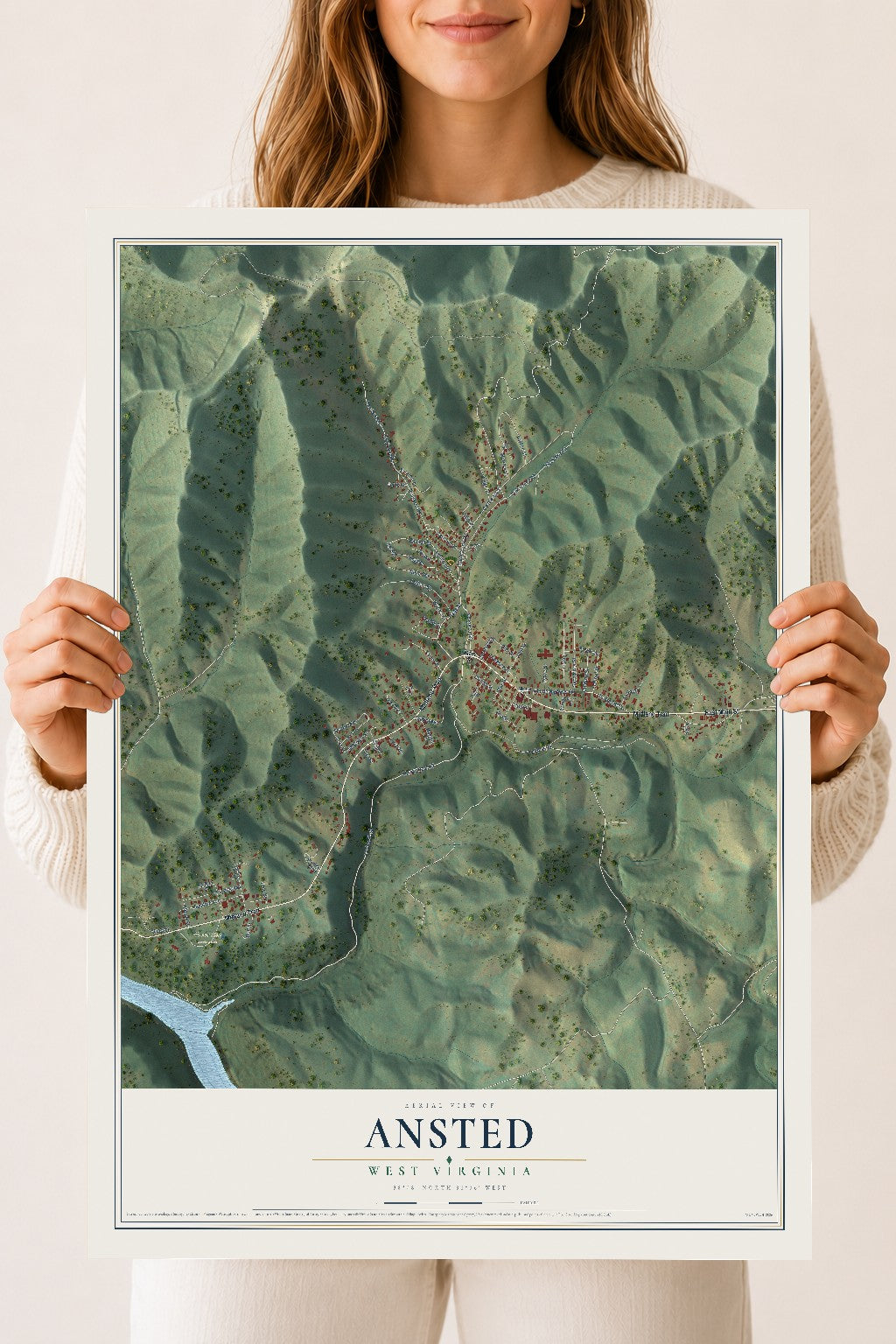 Map of Ansted, West Virginia, 18 x 24 inch unframed archival matte print
