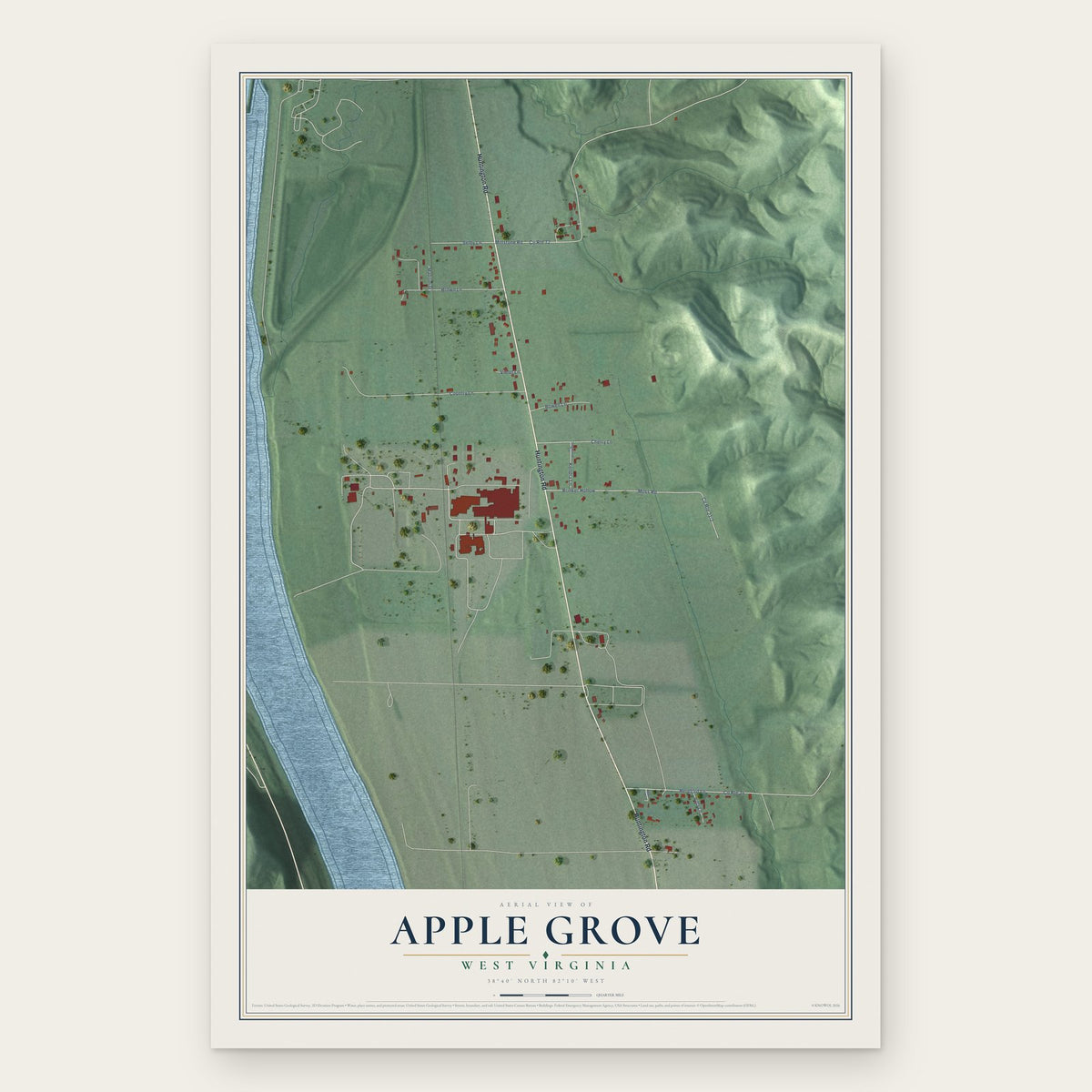 Apple Grove, West Virginia map print, the full design
