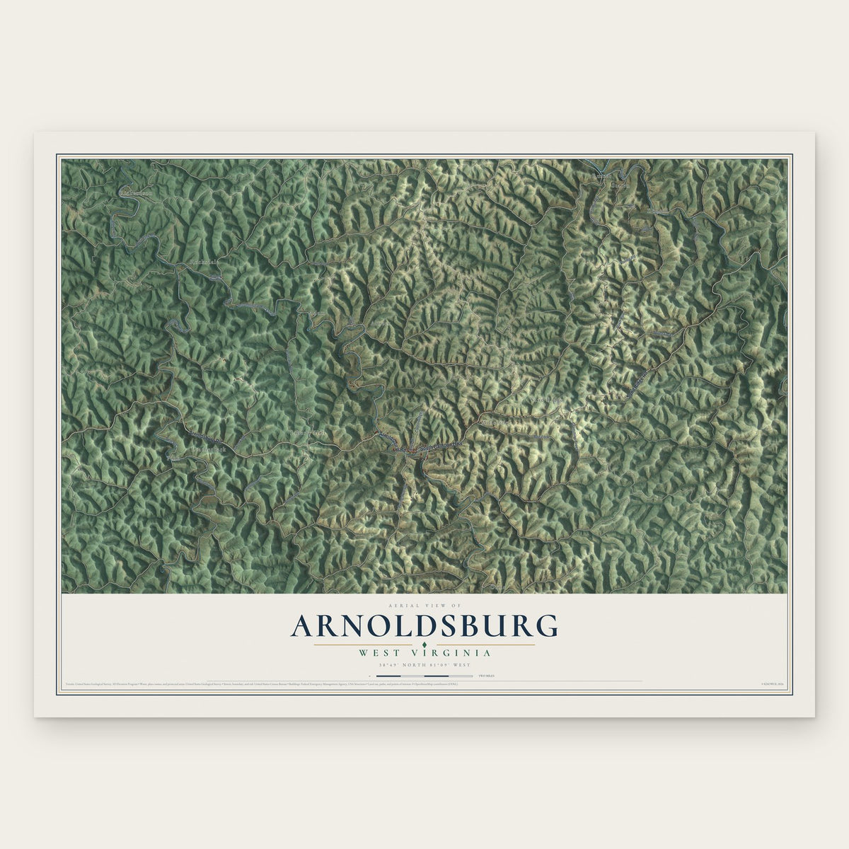 Arnoldsburg, West Virginia map print, the full design