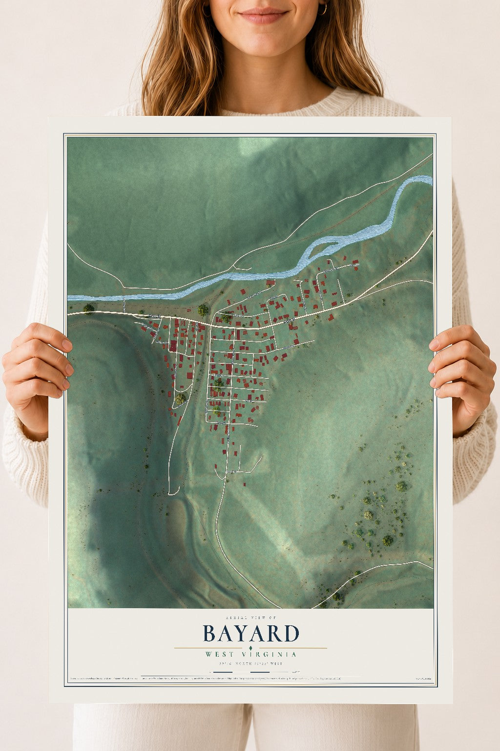 Map of Bayard, West Virginia, 18 x 24 inch unframed archival matte print