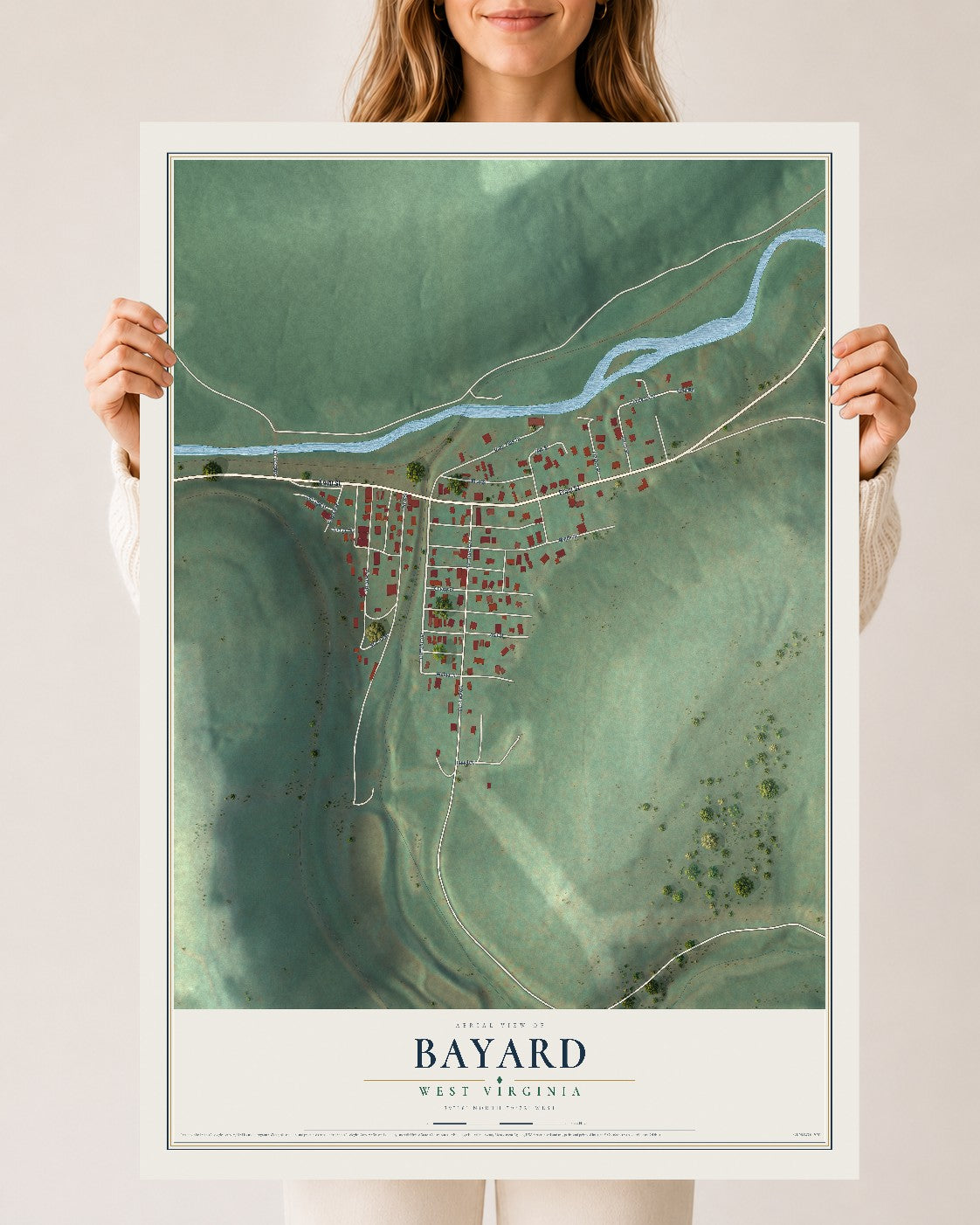 Map of Bayard, West Virginia, 24 x 36 inch unframed archival matte print