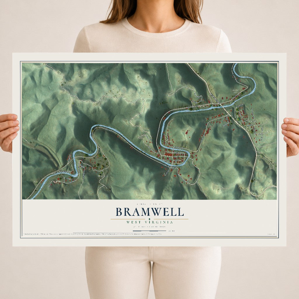 Map of Bramwell, West Virginia, 18 x 24 inch unframed archival matte print