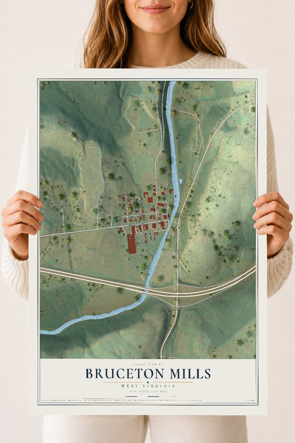 Map of Bruceton Mills, West Virginia, 18 x 24 inch unframed archival matte print