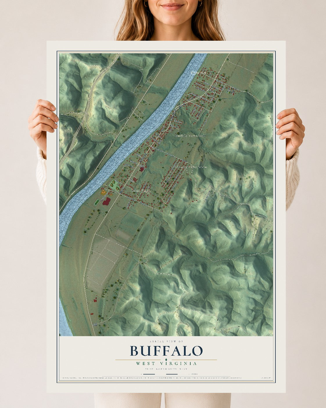 Map of Buffalo, West Virginia, 24 x 36 inch unframed archival matte print