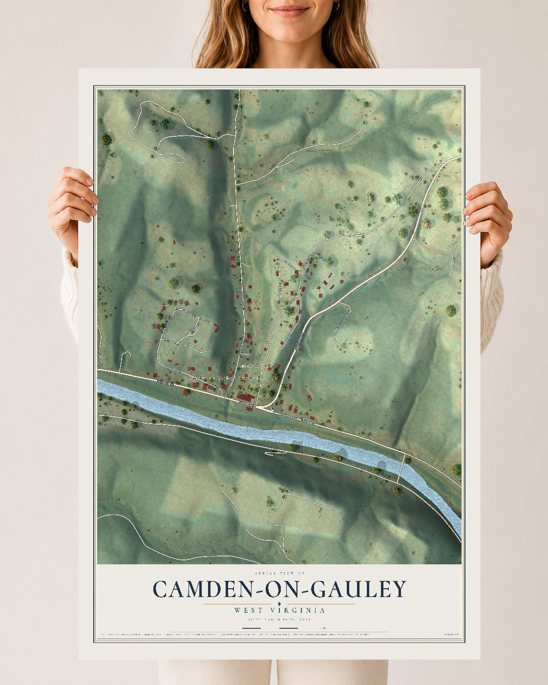 Map of Camden-on-Gauley, West Virginia, 24 x 36 inch unframed archival matte print