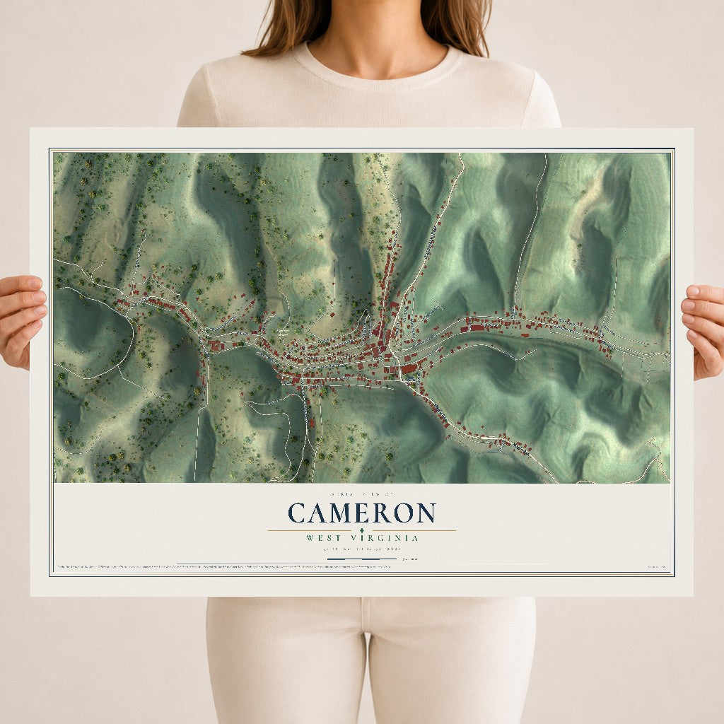 Map of Cameron, West Virginia, 18 x 24 inch unframed archival matte print