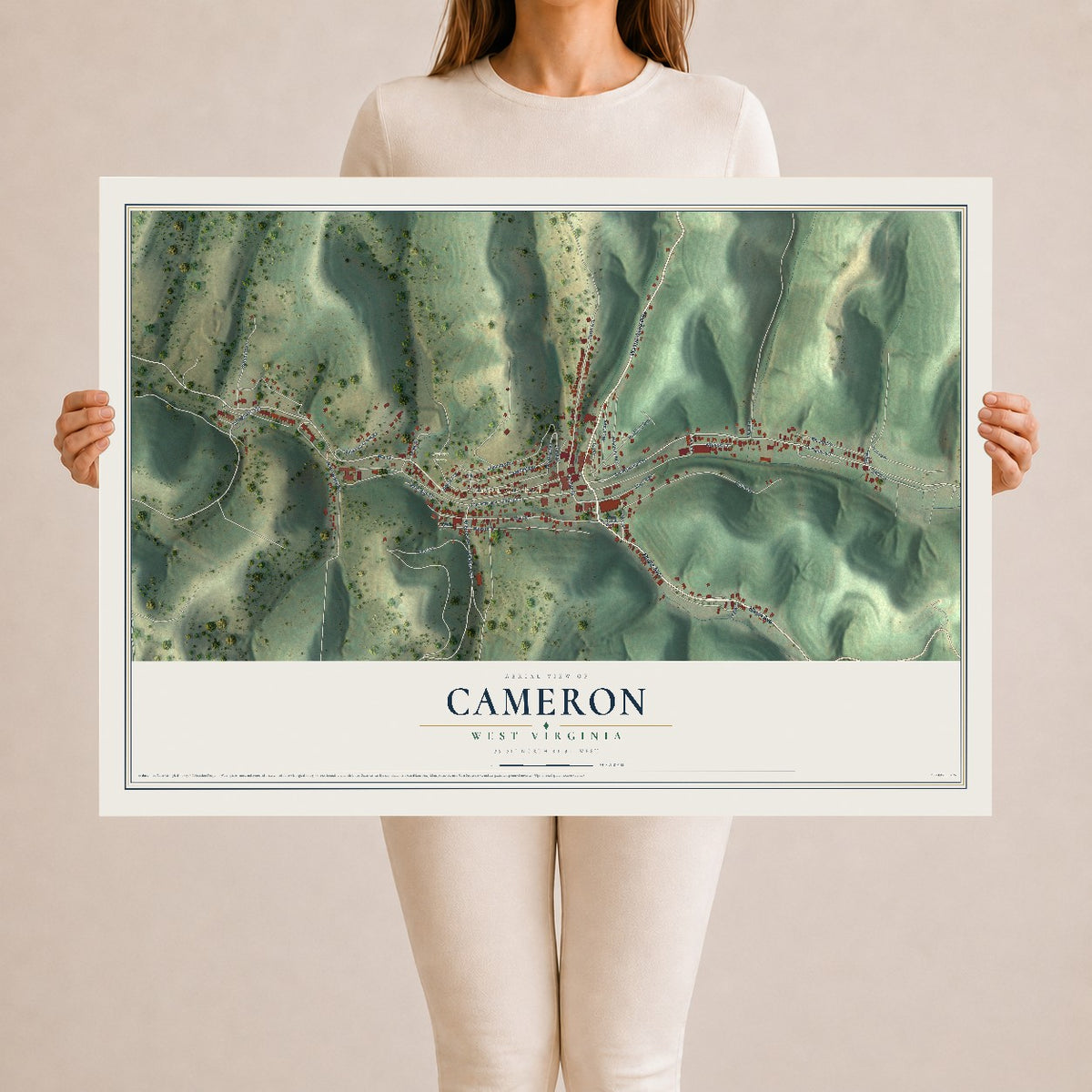 Map of Cameron, West Virginia, 24 x 36 inch unframed archival matte print
