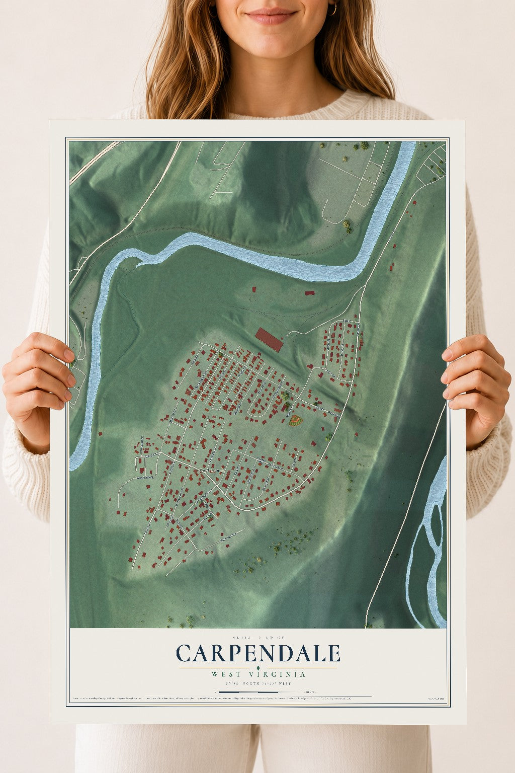 Map of Carpendale, West Virginia, 18 x 24 inch unframed archival matte print