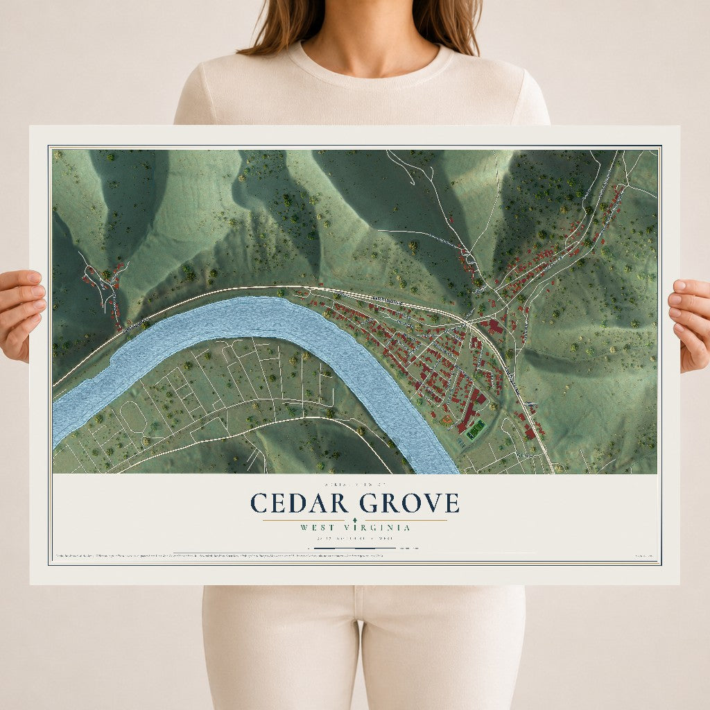 Map of Cedar Grove, West Virginia, 18 x 24 inch unframed archival matte print