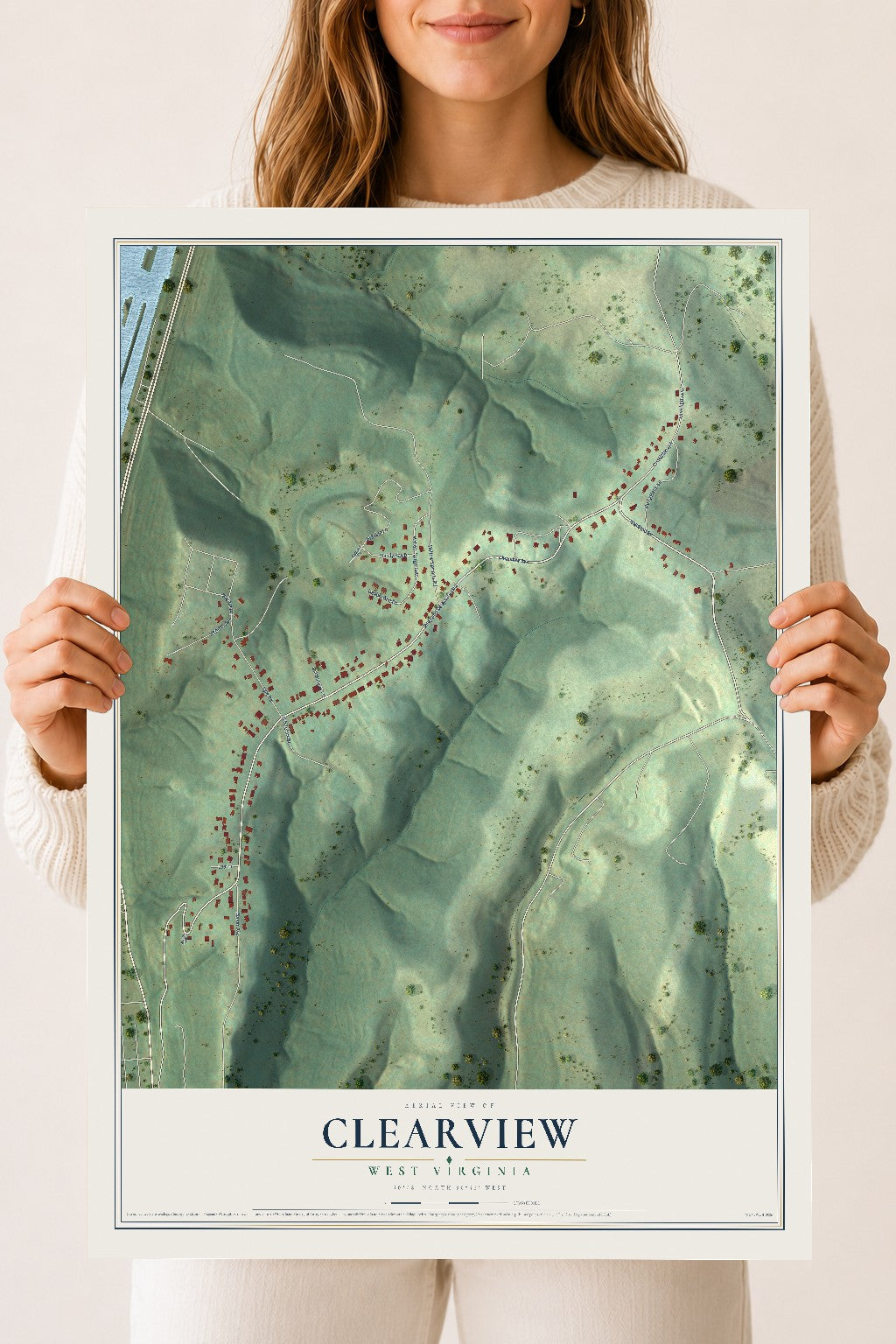 Map of Clearview, West Virginia, 18 x 24 inch unframed archival matte print