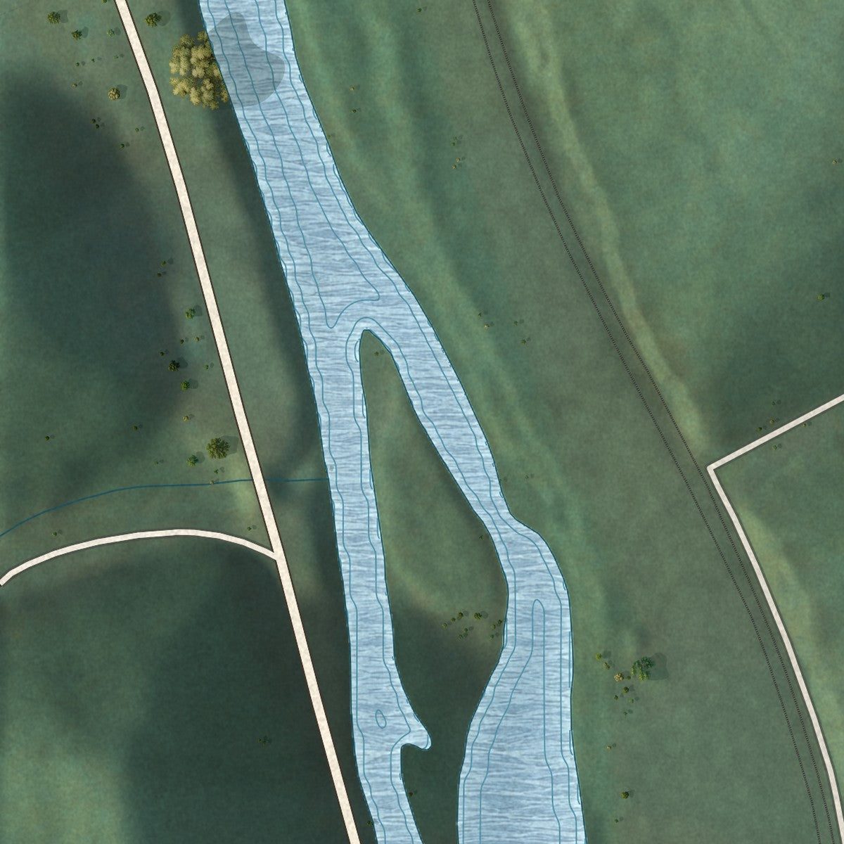 Close-up of the map of Crooked Creek, West Virginia print showing street and building detail