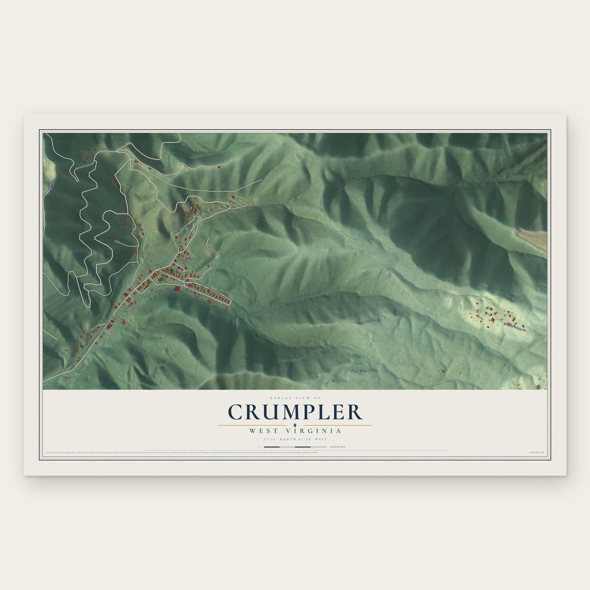 Crumpler, West Virginia map print, the full design