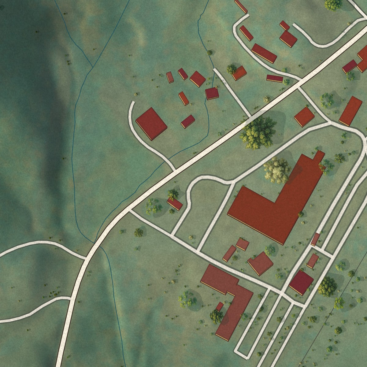 Close-up of the map of Dailey, West Virginia print showing street and building detail