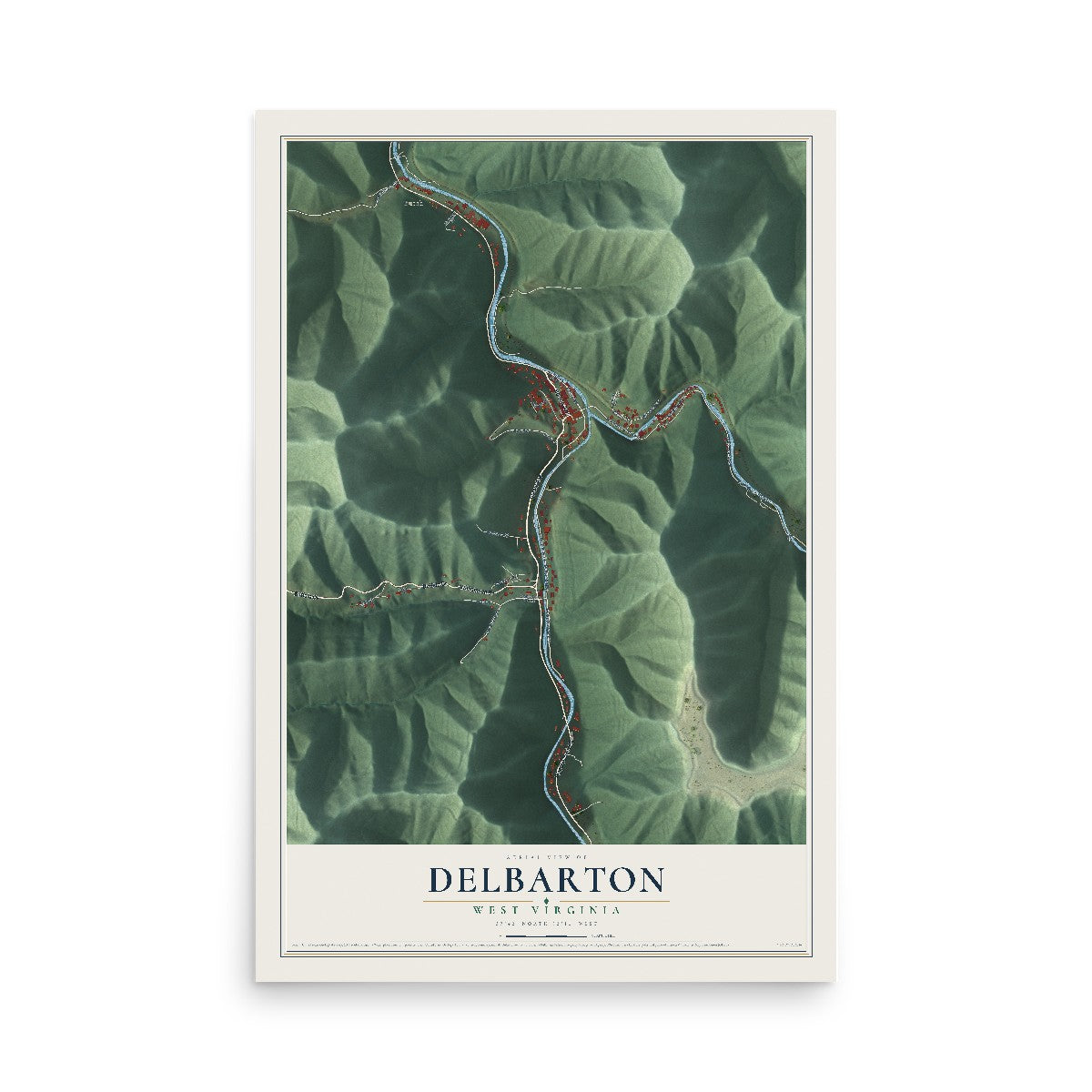 Map of Delbarton, West Virginia, 12 x 18 inch unframed archival matte print
