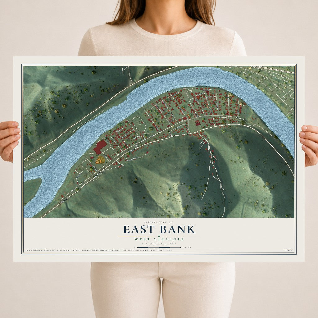 Map of East Bank, West Virginia, 18 x 24 inch unframed archival matte print