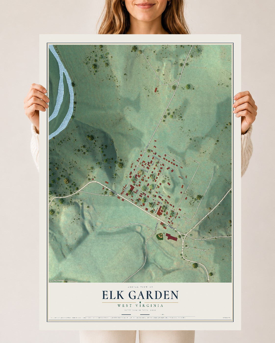 Map of Elk Garden, West Virginia, 24 x 36 inch unframed archival matte print